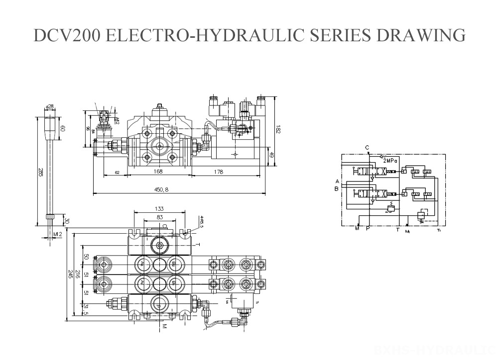 Dibujo de la serie electrohidráulica DCV200