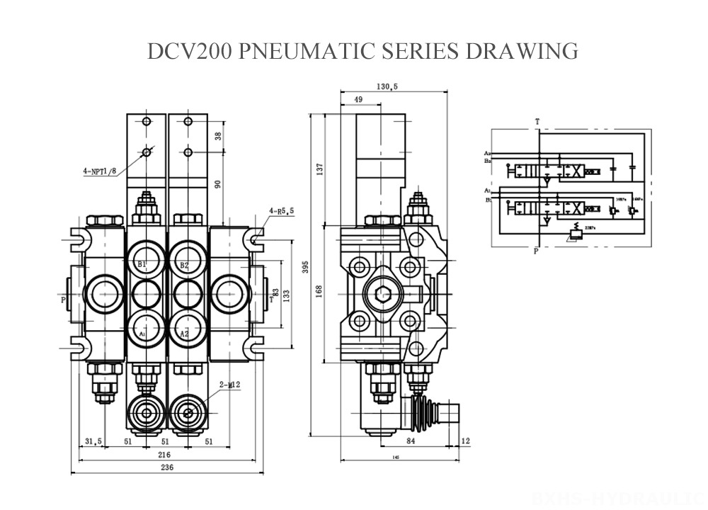 Dibujo de la serie neumática DCV200