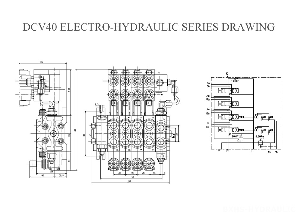 Dibujo de la serie electrohidráulica DCV40