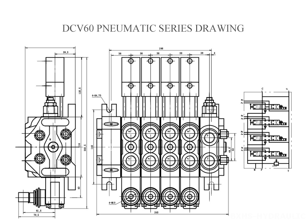 Чертеж пневматической серии DCV60