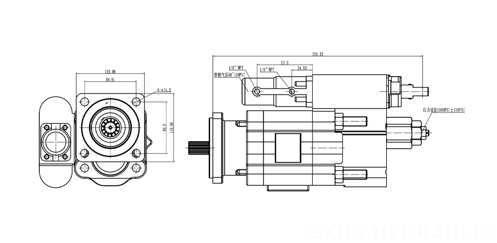 Bomba de engranajes serie C102 - Dibujo-2