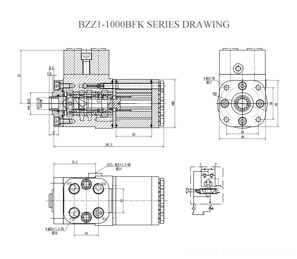 Чертеж рулевого управления серии BZZ1-1000BFK