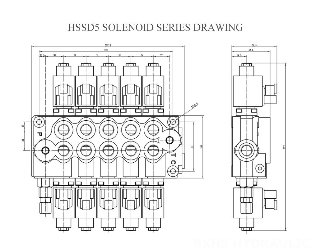 Dibujo de la serie de solenoides HSSD5