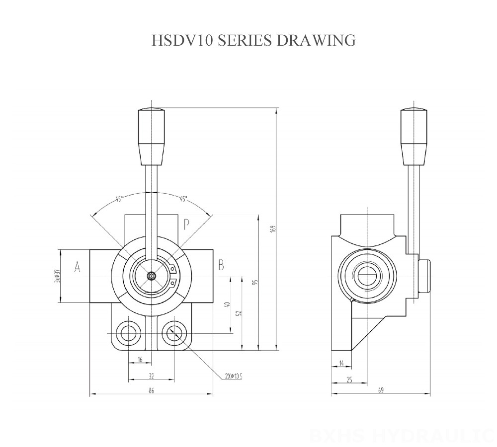 Dibujo de la válvula desviadora HSDV10