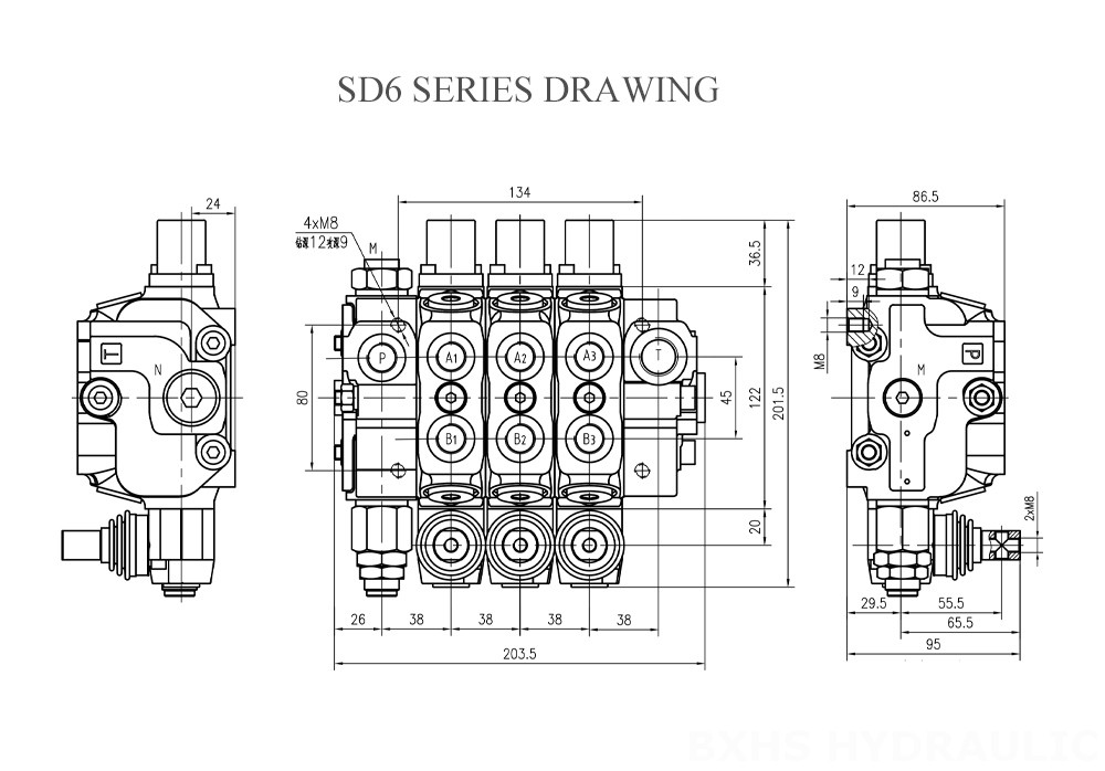 Dibujo de la válvula de control direccional HSSD6