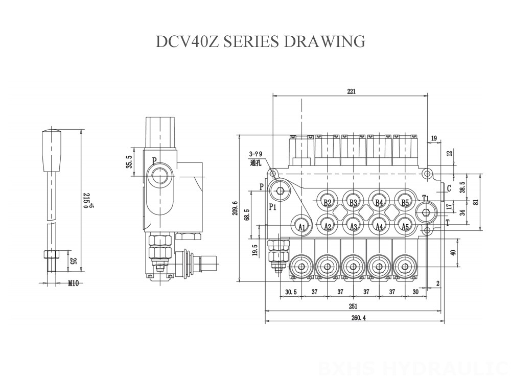 DCV40Z Válvula bajo carro Dibujo