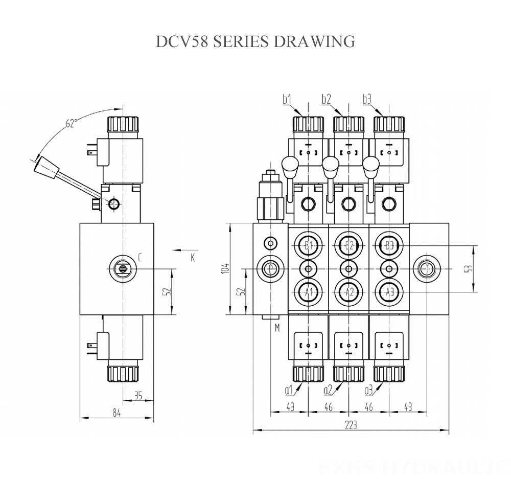 DCV58 Dibujo de la válvula de control direccional