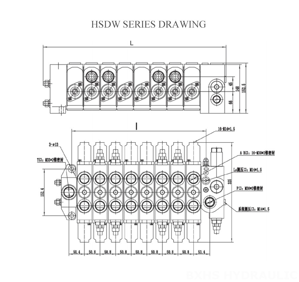 HSDW Load Sensitive Hydraulic Control Valve Drawing