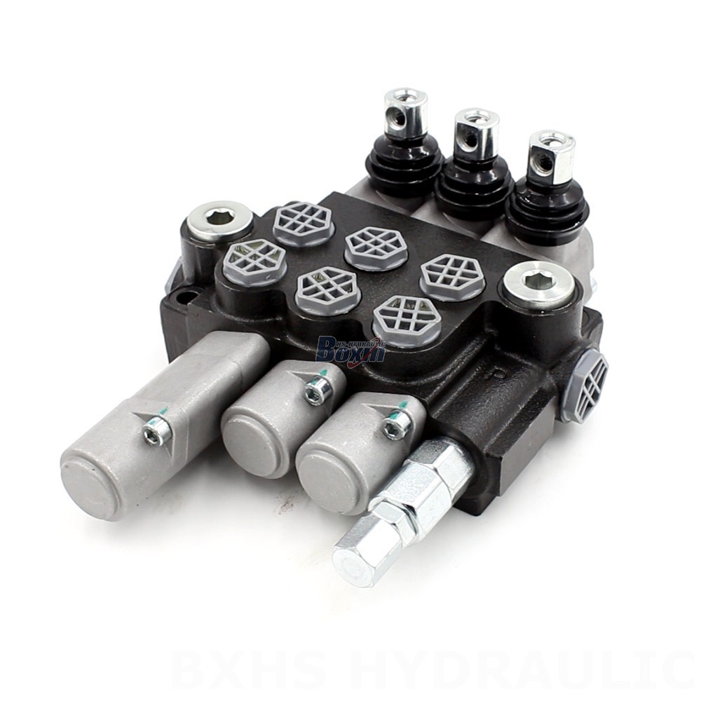 Válvula direccional monobloque manual de 3 carretes y 10,5 GPM P40-G12-G38 - Fabricación, OEM, marcas blancas, personalizadas y al por mayor
