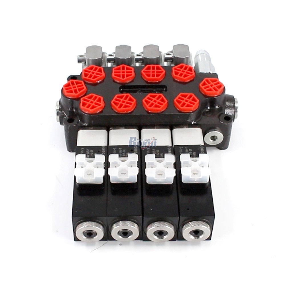 4 Spool Monoblock Directional Valve – 11.8 GPM Solenoid & Manual Control